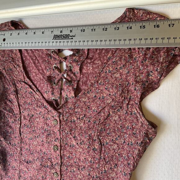 American Eagle Outfitters Women Dress M Mauve Floral Fit & Flare Cottagecore - Picture 4 of 11